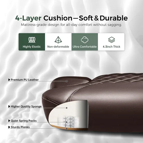 Miniatura 5 de amseatec Silla de Oficina Ejecutiva, Silla de Cuero PU, Silla de Escritorio Ergonómica para Computadora con Soporte Lumbar y Brazos Abatibles