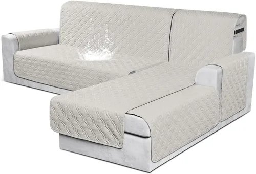 Miniatura 11 de VANSOFY Fundas para Sofá Seccional 100% Impermeables Funda Deslizable para Sofá en Forma de L 3 Piezas Reversible Funda para Chaise Lounge para Sofá