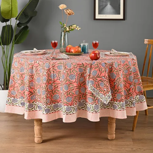 Miniatura 51 de Funda de mesa impresa a mano con diseño exquisito, tela de algodón premium, perfecta para comedor y decoración, mantel de mesa