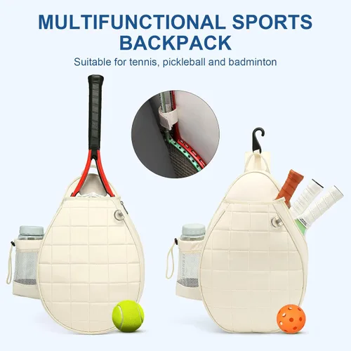 Miniatura 7 de KAVIGOR Bolsa de tenis, mochila de tenis con capacidad para 2 raquetas, bolsa cruzada acolchada, bolsas impermeables para pickleball con bolsillo