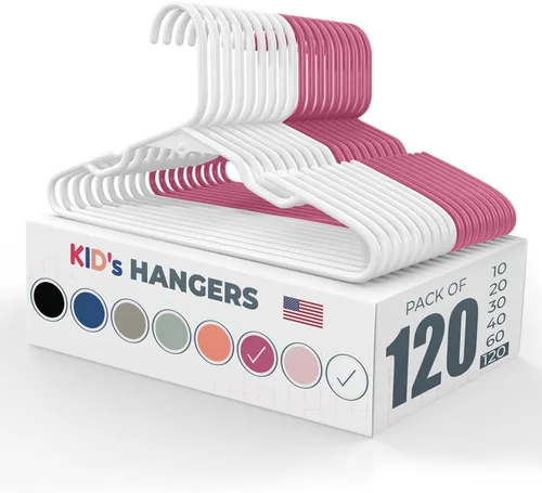 Miniatura 17 de Perchas de plástico para niños de 12 pulgadas, paquete de 10 unidades, fabricadas en los Estados Unidos, capacidad de 5 libras, perchas para ropa