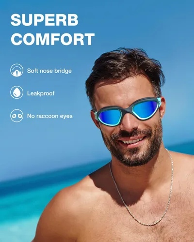 Miniatura 3 de ZIONOR G1 MAX - Gafas de natación polarizadas antivaho para hombres y mujeres A8 (polarizado + azul espejo)