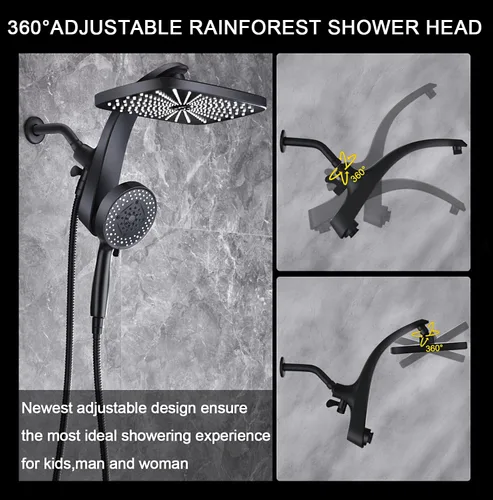 Miniatura 8 de BOZYBO Rain Shower Head with Handheld: High Pressure Shower Heads with Handheld Spray Combo, 12" Rainfall Shower Head and 9 Sprays Hand Showerheads