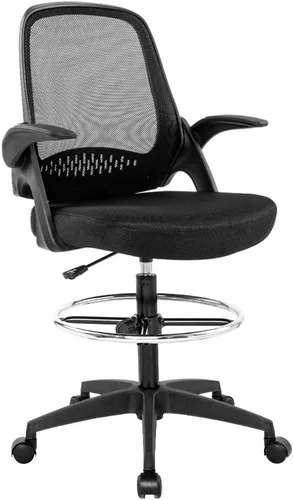 BestOffice Silla de dibujo alta para oficina, silla de escritorio de pie, silla de computadora de malla, altura ajustable con soporte lumbar, brazos