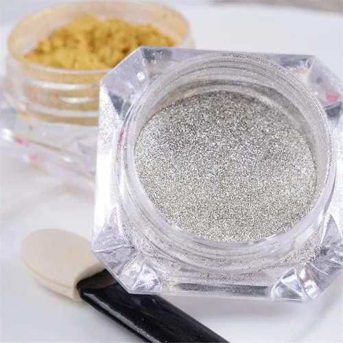 Miniatura 8 de Polvo cromado metálico Hisight 2 piezas de espejo de arte de uñas con purpurina cromada, pigmento en polvo, lentejuelas para uñas, color dorado