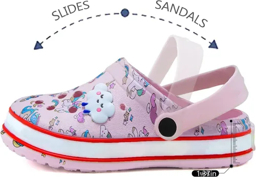 Miniatura 3 de XPKWS Zuecos para niños pequeños, niños y niñas, zapatos de jardín con luces LED, sandalias ligeras con luces, antideslizantes, de secado rápido