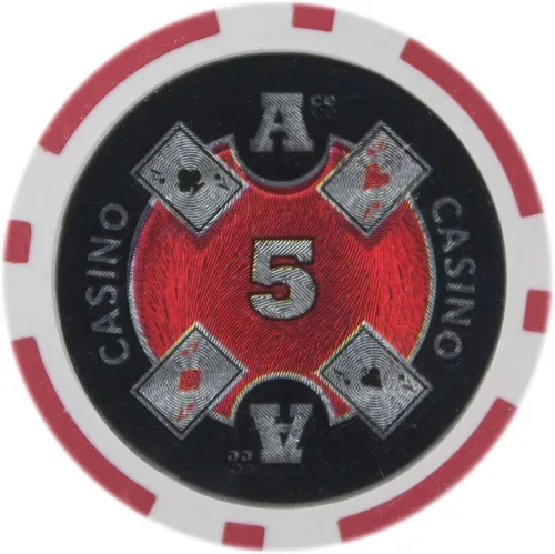 Brybelly Ace Casino Poker Chip - Compuesto de arcilla pesada de 0.49 oz, paquete de 50 Rojo ($5 Red)