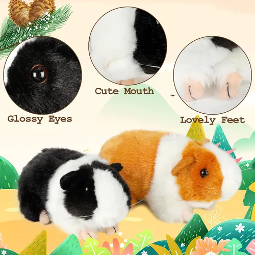 Miniatura 6 de redaica 2 piezas de animales de peluche de cobaya - 7.9 pulgadas de peluche realista, lindos juguetes de cobaya para niños, muñeco de mascota