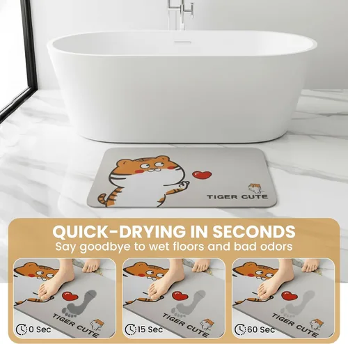Miniatura 4 de Homerz Tapete de baño de piedra de alta calidad, tapete de baño de tierra de diatomeas absorbente de roca para baño, tapete de secado de piedra