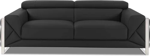 Miniatura 2 de BlackJack Furniture Gianni - Sofá de cuero italiano de grano superior con reposacabezas ajustables de 9 posiciones, patrón geométrico contemporáneo
