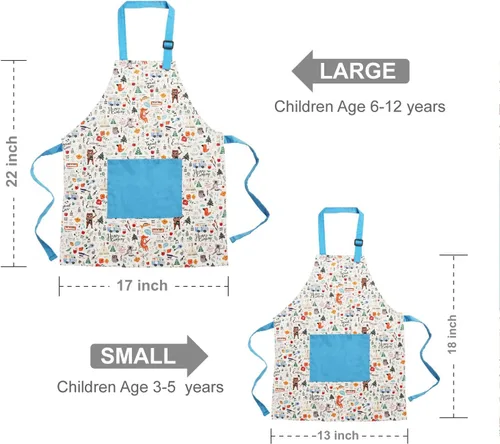 Miniatura 6 de Jennice House - Juego de delantal y gorro de chef para niños, lindos delantales para hornear de niños para cocinar delantales para bebés que hornean