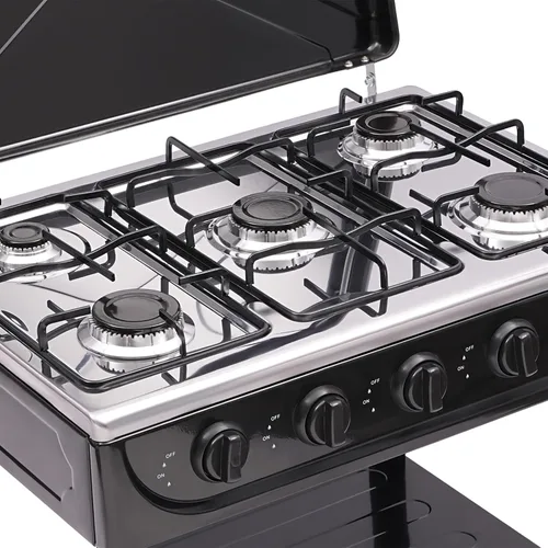 Miniatura 7 de Estufa de Gas de 5 Quemadores, Estufa de Gas Natural Portátil para Acampar al Aire Libre Estufa de BBQ Cocina de Gas con Estante de Almacenamiento
