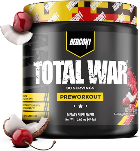 Miniatura 31 de REDCON1 Total War - Suplemento para antes del entrenamiento, Uva - Preentrenamiento con cafeína de acción rápida para hombres + mujeres con beta