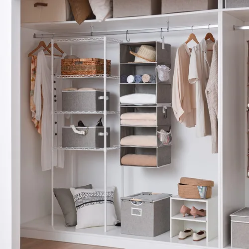 Miniatura 8 de StorageWorks Organizadores de Armario Jumbo de 6 Estantes, Dos Estantes Colgantes Separables de 3 Estantes para Armario, 13" P x 15" A x 48 ¼" Al
