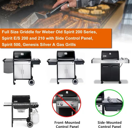 Miniatura 3 de Insertos de plancha de tamaño completo para Weber Old Spirit 200 Series E/S 200 y 210, panel de control lateral, plancha superior plana para Weber