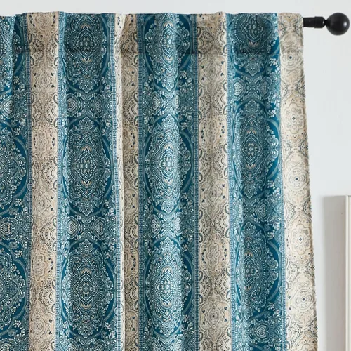 Miniatura 10 de HLC.ME Florence - Cortinas con estampado floral y de pájaros, con pestaña trasera y bolsillo para barra, cortinas para oscurecer el dormitorio