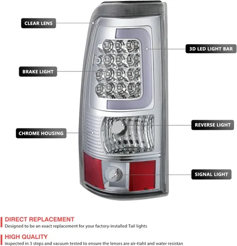 Miniatura 2 de DNA MOTORING TL-CSIL03-LED-3D-CH-CL Conjunto de luz trasera LED 3D para lado del conductor y del pasajero
