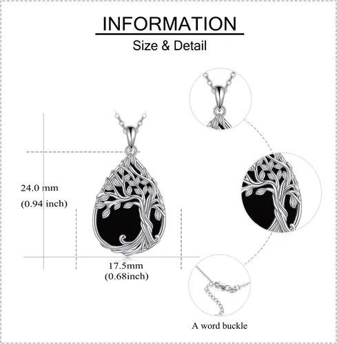 Miniatura 48 de ONEFINITY Collar de plata de ley 925 con diseño de árbol de la vida con colgante de nudo celta de concha de abulón para mujer