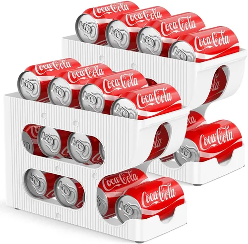 Miniatura 8 de Organizador de latas de soda para despensa/nevera, dispensador/almacenamiento/soporte/contenedor automático de latas con rodillos para refrigerador