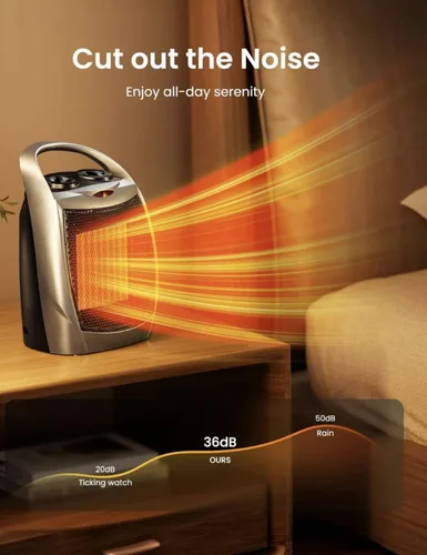 Miniatura 7 de Electactic - Calentador de espacio portátil de cerámica con termostato, ventilador de 1500 W para interiores con protección contra