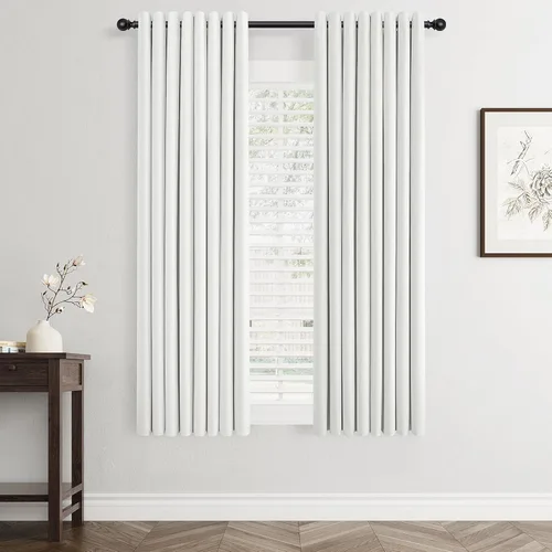 Miniatura 62 de Cream Linen Blackout Curtains 90 Length 2 Panels Set for Living Room Bedroom, 100% Black Out Thermal Insulated Linen Drapes, Room Darkening Grommet