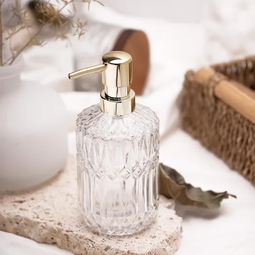 Miniatura 2 de EMPO Dispensador de jabón de vidrio transparente con bomba de plástico ABS, dispensadores de loción de cristal para fregadero de cocina, baño