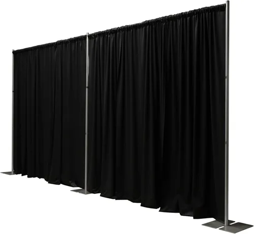 Miniatura 2 de OnlineEEI, Kit de telón de fondo portátil de tubería y cortina de altura fija de 8 pies de alto, 8 pies x 20 pies desmontable, cortinas negras