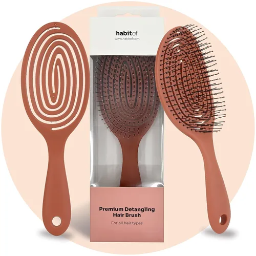 Miniatura 7 de habitof Cepillo húmedo desenredante ecológico para mujeres, hombres y niños, cerdas flexibles para cabello rizado, ondulado, grueso y fino, húmedo