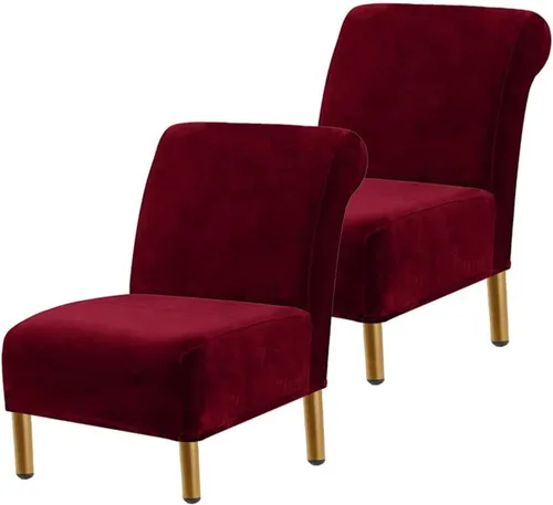 Miniatura 17 de Funda para silla decorativa sin brazos, de terciopelo elástico, extraíble, lavable, protector moderno de muebles con parte inferior elástica