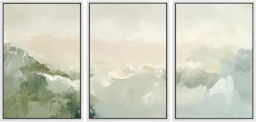 Miniatura 64 de SIGNWIN Lienzo enmarcado para pared, juego de arte abstracto de serenidad costera, ilustraciones abstractas junto al mar, arte moderno, decorativo