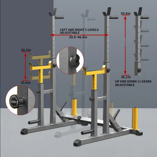 Miniatura 9 de K KiNGKANG Estante Ajustable para Sentadillas, Soporte Multifunción para Barra con Pesas para Levantamiento de Pesas y Gimnasio en Casa
