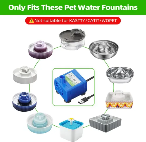 Miniatura 2 de Bomba de fuente de agua para gatos de repuesto (sin LED y con cepillo), motor sumergible IP68 DR-DC 160 bomba de agua sumergible para acero Bomba