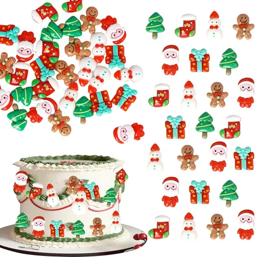 Miniatura 20 de Paquete de 24 Adornos para Cupcakes de Feliz Navidad, Adornos para Cupcakes para Revelación de Género, Adornos para Cupcakes de Árbol de Navidad, 5