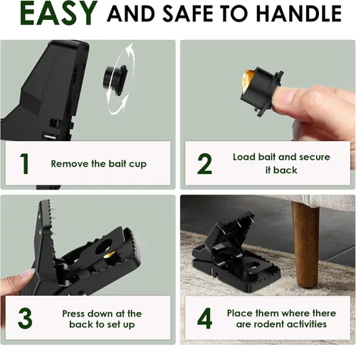 Miniatura 5 de Paquete de 8 trampas imparables para ratas con púas, trampas grandes más fuertes para ratones que matan al instante, envían más roedores más rápido