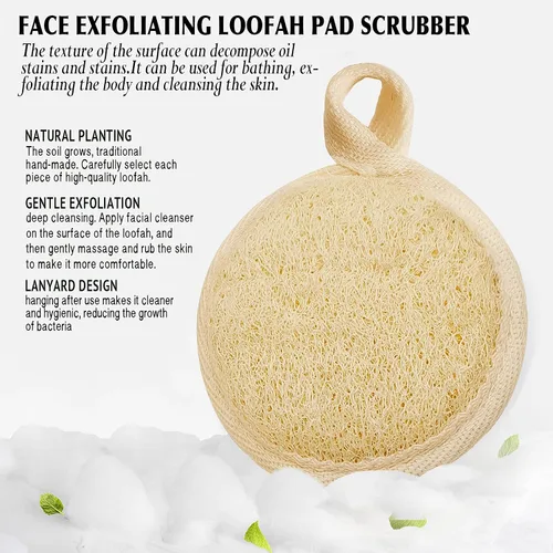 Miniatura 4 de YIQINGJIE Exfoliante de lufa natural (paquete de 4), almohadillas de lufa facial, limpia puntos negros sin dañar la piel, luffa para mujeres