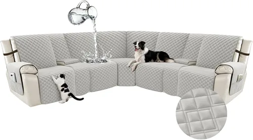 Miniatura 109 de Arfntevss Fundas para sofá seccional reclinable para sofá seccional en forma de L, funda antideslizante lavable para sofá reclinable con forma de L