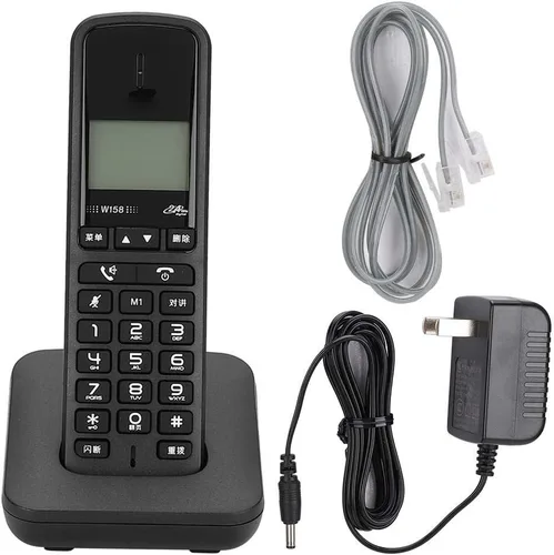 Intercomunicador telefónico inalámbrico digital con llamadas manos libres, 100-240V (negro)