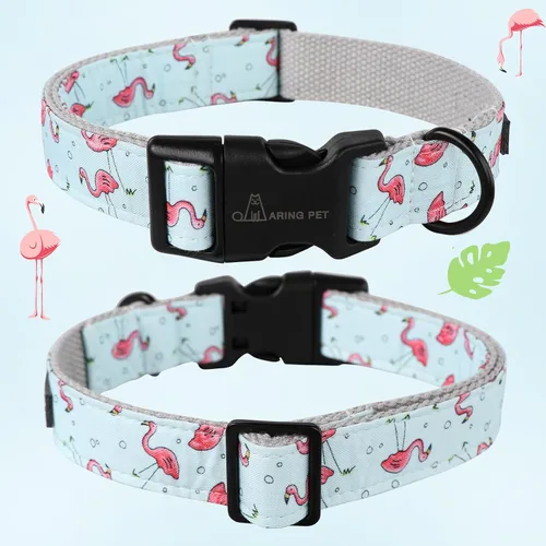 Miniatura 3 de Aring Pet Collar de algodón, ligero y ajustable, con hebilla de liberación rápida para perros pequeños, medianos y grandes, para cachorros, S