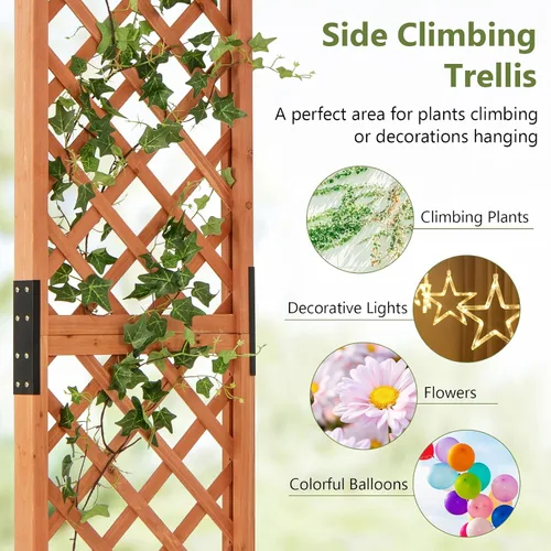 Miniatura 3 de S AFSTAR Cenador de jardín de madera de 84 pulgadas, arco de escalada de plantas, enrejado, pérgola, arco de boda para exteriores, patio, ceremonia