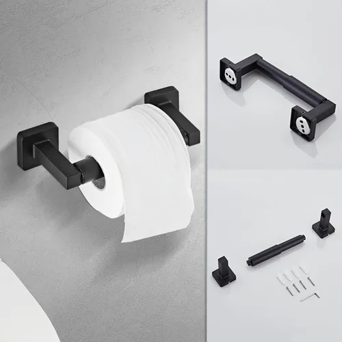 Miniatura 6 de Juego de accesorios de baño de 4 piezas de hardware de baño en negro mate, juego de accesorios de baño de acero inoxidable montado en la pared
