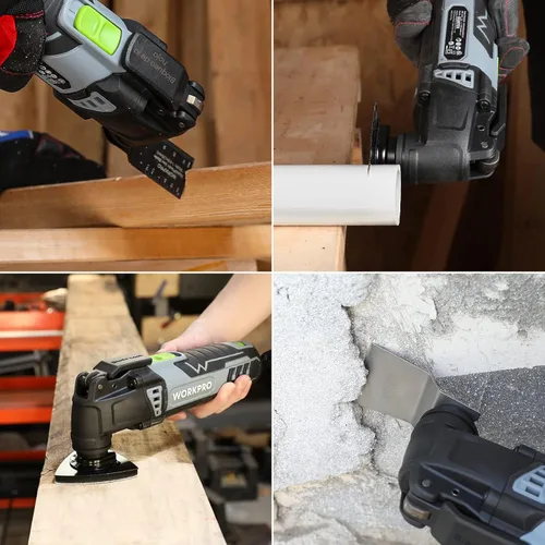 Miniatura 7 de WORKPRO Kit de múltiples herramientas oscilantes para Navidad, sierra oscilante reemplazable de bloqueo rápido con cable de 3.0 amperios con 7