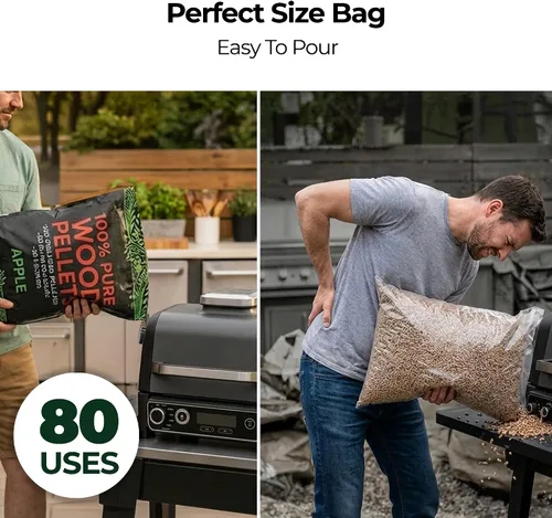 Miniatura 6 de Kona 100% pellets ahumadores de manzana, diseñados para parrilla Ninja Woodfire al aire libre, bolsa resellable de 2 libras