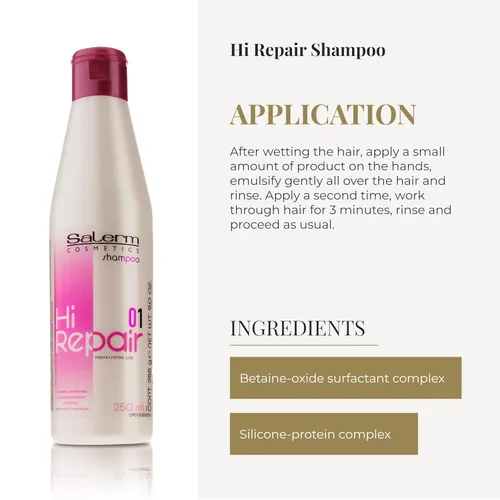 Miniatura 4 de SALERM - Champú reparador - Champú Hi Repair - 8.5 fl oz - Hidratación profunda para cabello dañado - Repara y rejuvenece - Cabello más brillante