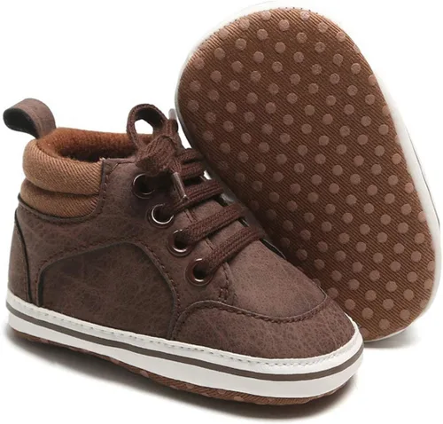 Babelvit Zapatillas de lona con suela suave para bebé y niña, con cordones y cordones para bebé, botas unisex jasta el tobillo recién nacidos