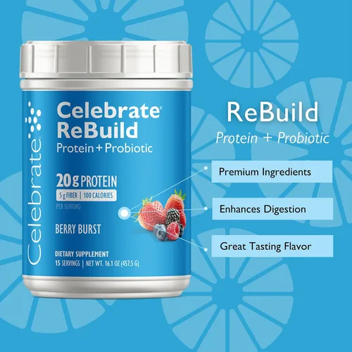 Miniatura 2 de Celebrate Vitamins Rebuild Proteína en polvo con probióticos y prebióticos, 0.71 onzas de proteína aislada de suero de leche, alta fibra