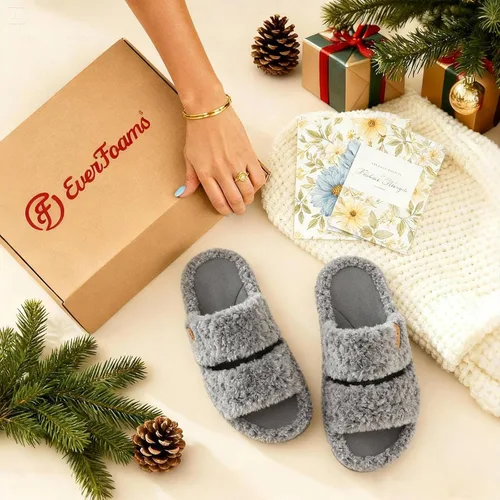 Miniatura 7 de EverFoams - Pantuflas de punta abierta para mujer, suaves y cómodas, de espuma viscoelástica, para interiores