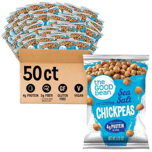 Miniatura 6 de The Good Bean Crispy Favas - Sal marina - (paquete de 50) bolsa de 1 onza - Frijoles Fava - Snack vegano con buena fuente de proteína vegetal y fibra