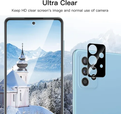 Miniatura 5 de JETech Protector de pantalla para Samsung Galaxy A52 A52 5G A52s 5G con protector de lente de cámara, película de vidrio templado, HD
