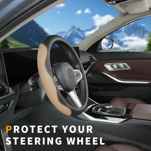 Miniatura 6 de Funda a medida para volante de Acura, transpirable antideslizante, fundas de cuero de doble cara para volante de automóvil, para accesorios de Acura
