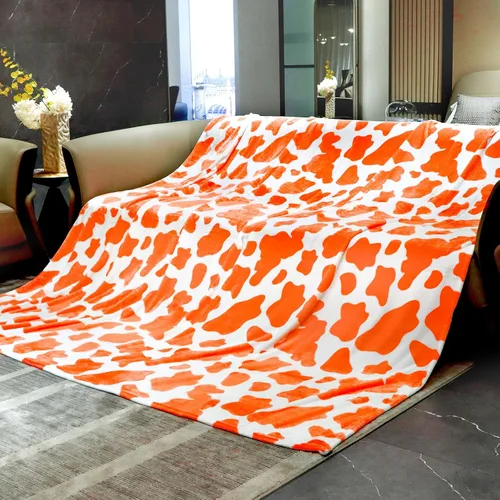 Miniatura 11 de HSEEC Manta de felpa azul con estampado de vaca, manta pequeña de franela de forro polar suave para sofá, 40 x 50 pulgadas